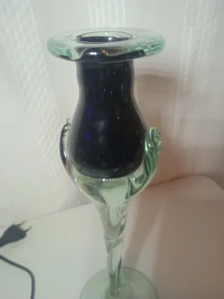 Portavelas de cristal Murano negro