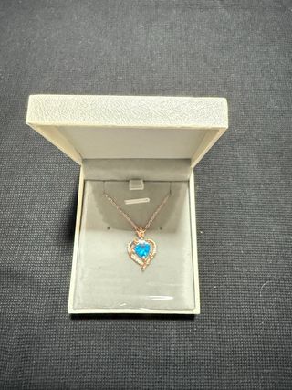 Collar Corazón Rosa Azul Plata Ley 925