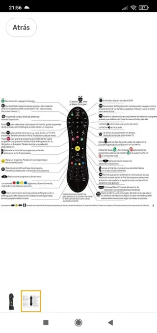 Mando a Distancia TiVo Original ONO Vodafone