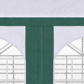 Toldo de Jardín para Fiestas de Acero, PE y PVC, Gazebo 3X4 M para 12 Personas con Doble Entrada, Estacas y Cuerdas Incluidas, Blanco y Verde