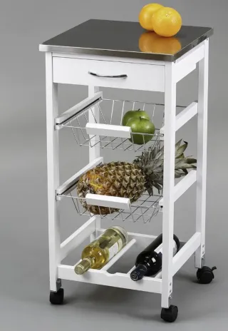 Carro Cocina Blanco y Plata