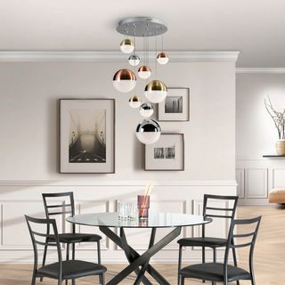 Lámpara Colgante LED Esfera Tricolor 9 Luces