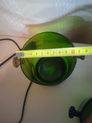 Juego de jarras y cubitera de cristal verde