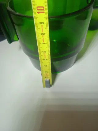 Juego de jarras y cubitera de cristal verde