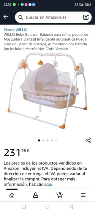 Hamaca eléctrica para bebé