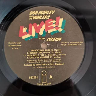 Bob Marley & The Wailers Live! Vinilo