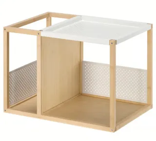 Mesita de noche madera  bambú/blanco