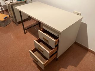 Mesa escritorio vintage madera y metal