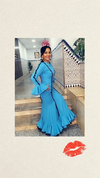 Traje Flamenca Azul Celeste Talla 38
