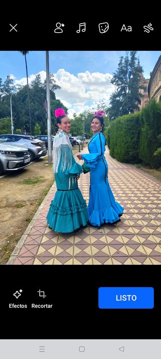 Traje Flamenca Azul Celeste Talla 38