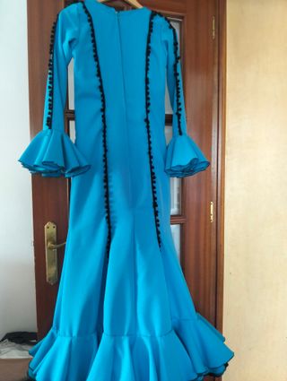 Traje Flamenca Azul Celeste Talla 38