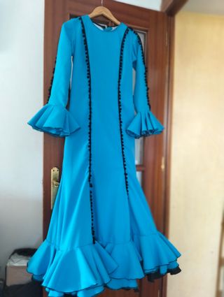 Traje Flamenca Azul Celeste Talla 38