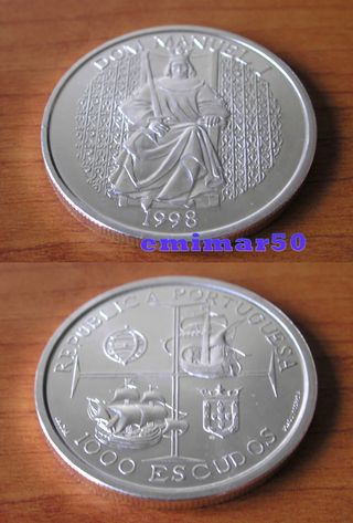 Moneda Plata 1000 Escudos Portugal 1998