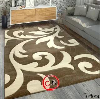 Tappeto Frisé Beige e Bianco