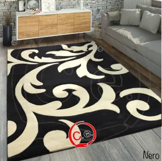 Tappeto Frisé Beige e Bianco