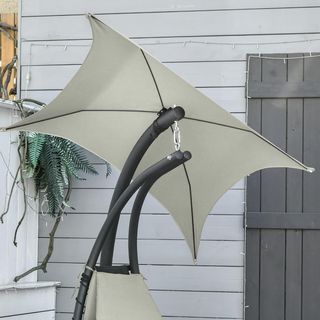 Silla Colgante de Jardín con Techo Orientable a Prueba de UV, Silla mecedora colgante acolchada para exterior, Gris 190X115X190 Cm