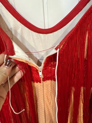 Traje de Flamenca naranja y Rojo