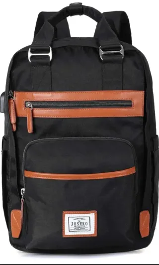 Mochila unisex negra y marrón nueva