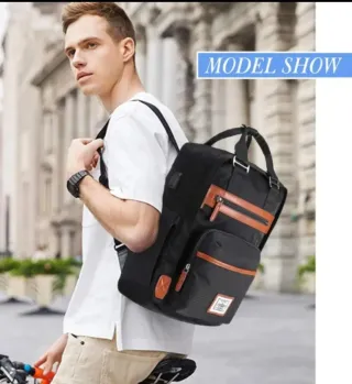 Mochila unisex negra y marrón nueva