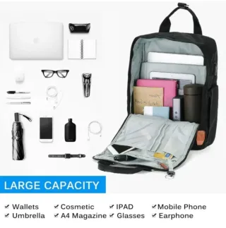 Mochila unisex negra y marrón nueva