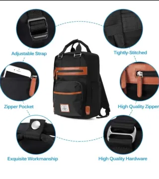 Mochila unisex negra y marrón nueva