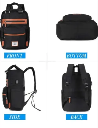 Mochila unisex negra y marrón nueva