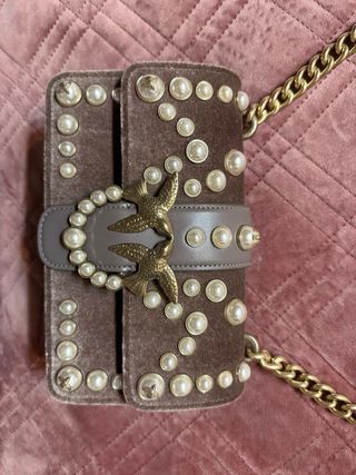Borsa Pinko perle beige e oro