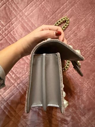 Borsa Pinko perle beige e oro