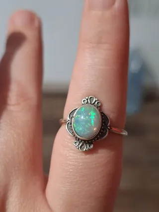 Anello Argento con Opale Etiope Naturale