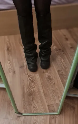 Stivali cuissardes in pelle neri