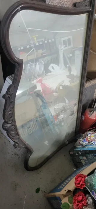 Espejo antiguo madera y cristal