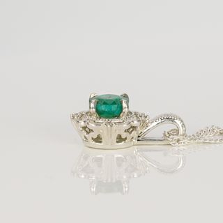 Colgante Plata Esmeralda y Diamantes