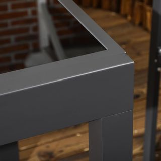 Mesa de Jardín Extensible de 80/160X80X75 Cm, Mesa de Comedor Extensible para 4-6 Personas Rectangular de Aluminio con Tapa de Vidrio Templado, para Patio, Terraza, Balcón, Negra