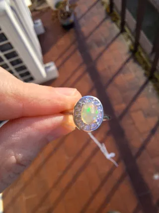 Anello Acciaio Opale Etiope Moissanite