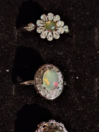 Anello Acciaio Opale Etiope Moissanite
