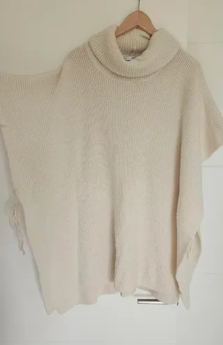 Jersey Mango punto cuello alto crema Talla Única