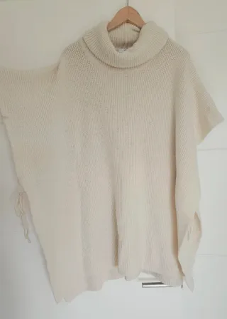 Jersey Mango punto cuello alto crema Talla Única