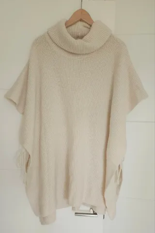 Jersey Mango punto cuello alto crema Talla Única