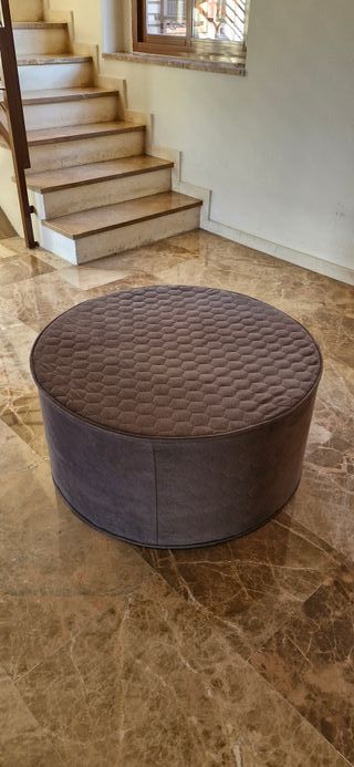 Puff Redondo Gris Nuevo