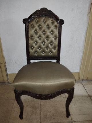 Pareja Sillas Antiguas Luis XV Capitoné Siglo XIX