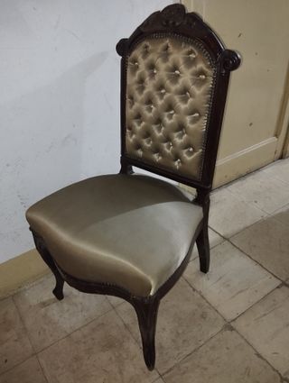 Pareja Sillas Antiguas Luis XV Capitoné Siglo XIX