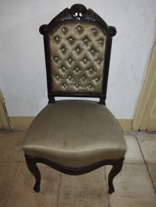 Pareja Sillas Antiguas Luis XV Capitoné Siglo XIX