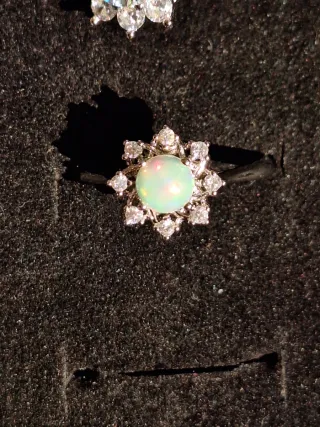 Anello Acciaio Opale Etiopico Moissanite