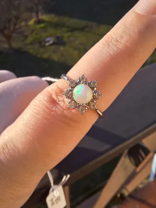 Anello Acciaio Opale Etiopico Moissanite