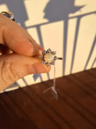 Anello Acciaio Opale Etiopico Moissanite