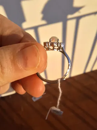 Anello Acciaio Opale Etiopico Moissanite