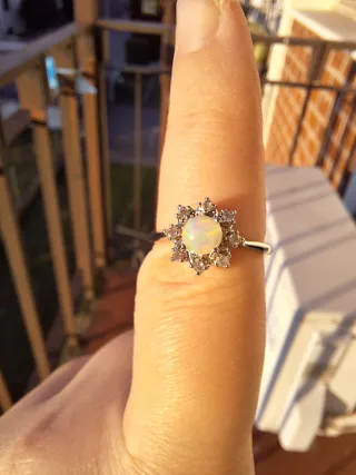 Anello Acciaio Opale Etiopico Moissanite