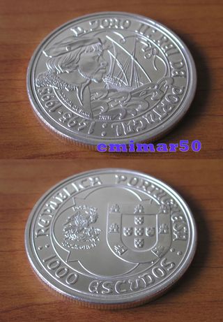 Moneda 1000 Escudos Plata Portugal 1995