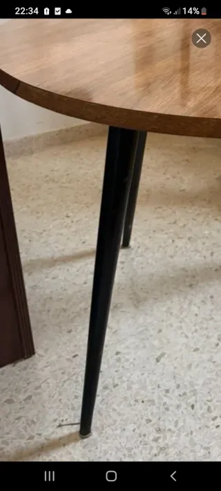 Mesa redonda madera y cristal