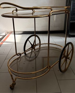 Camarera vintage cristal y metal dorado